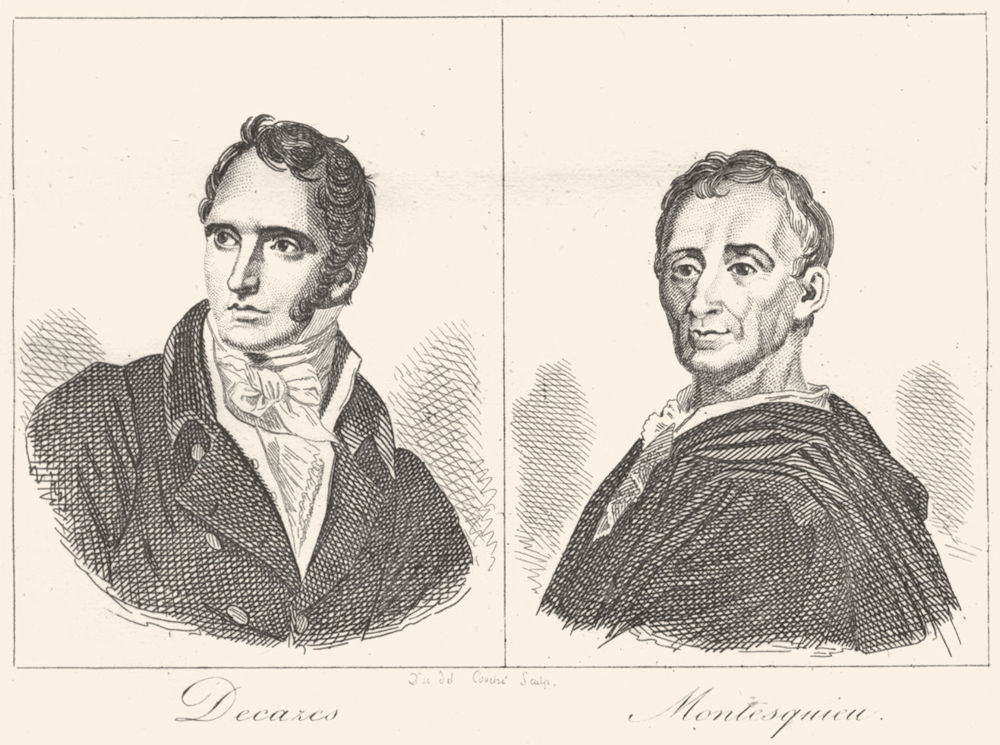 FRANCE. Decazes; Montesquieu 1835 old antique vintage print picture